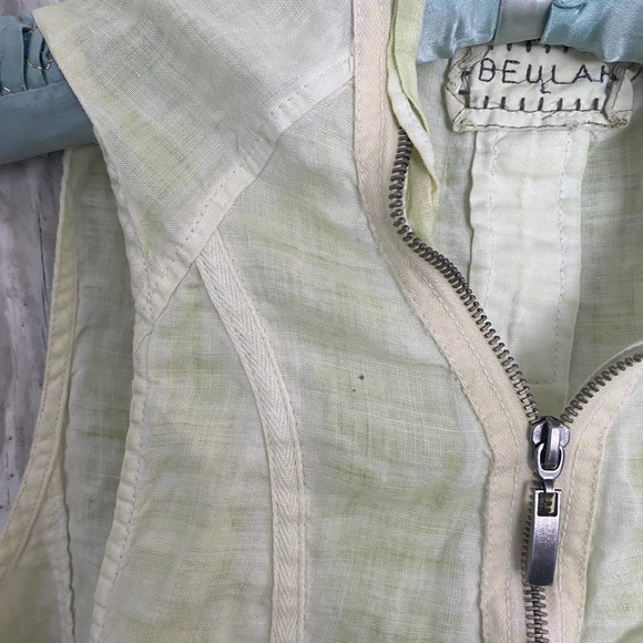 Beulah ramie green zip sleeveless top L - Picture 2 of 9